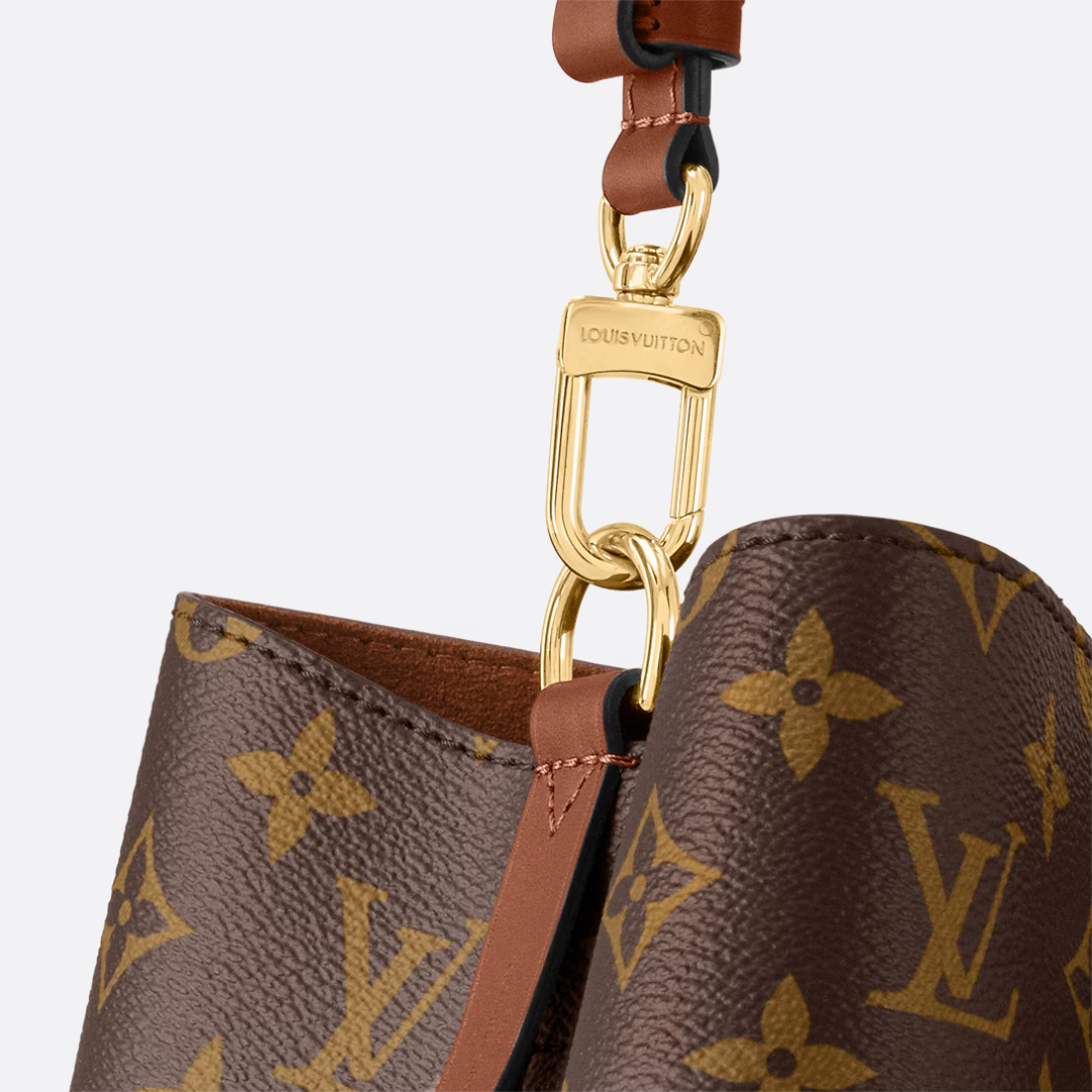 Bucket Bag in Brown Coated Canvas with Drawstring, image 12