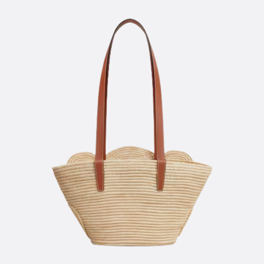 CL Classic Small Panier Handbag Made Of Raffia And Calf Leather