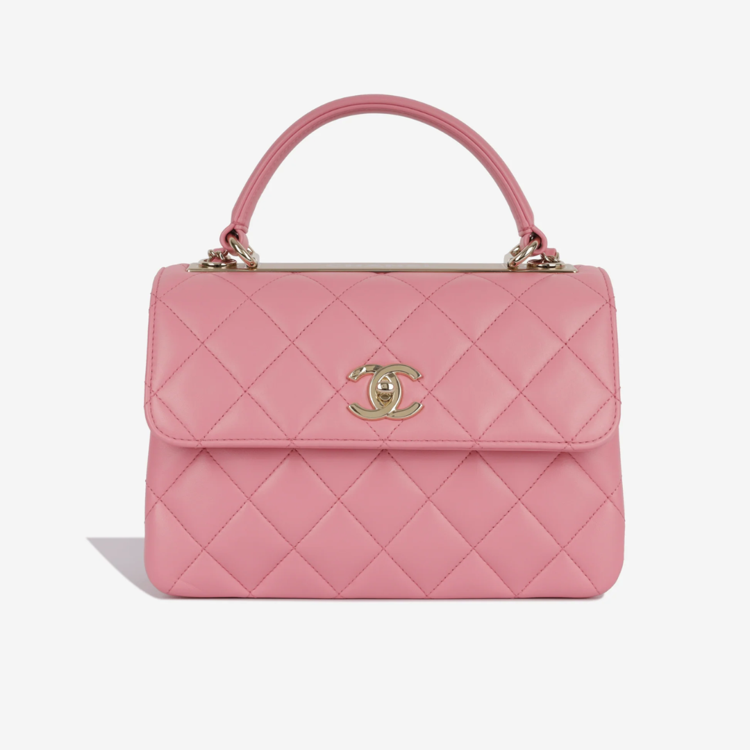 Flap Bag in Pink Quilted Leather with Rolled Top Handle, image 6