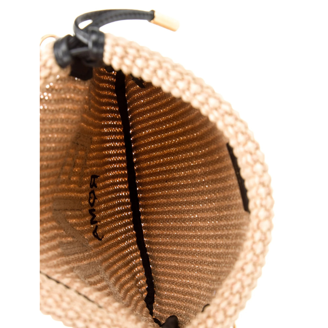 Bucket Bag in Natural Woven Raffia with Drawstring Top, image 6