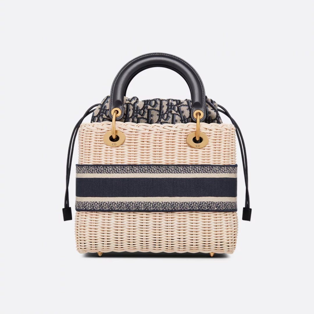 Top Handle Bag in Natural Rattan with Drawstring Top, image 7