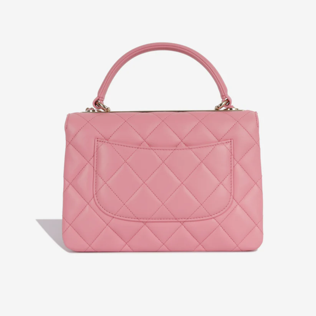 Flap Bag in Pink Quilted Leather with Rolled Top Handle, image 7