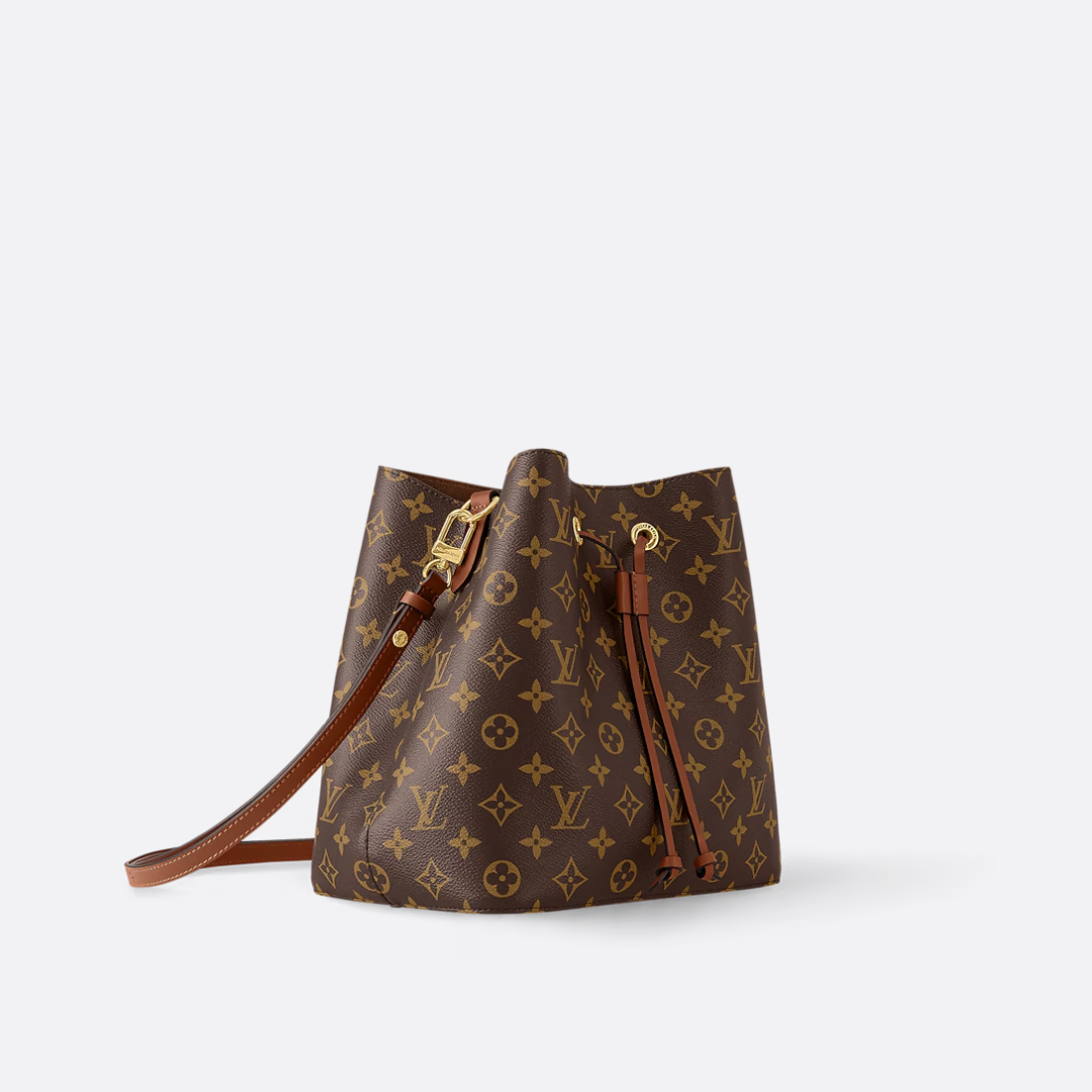 Bucket Bag in Brown Coated Canvas with Drawstring, image 13