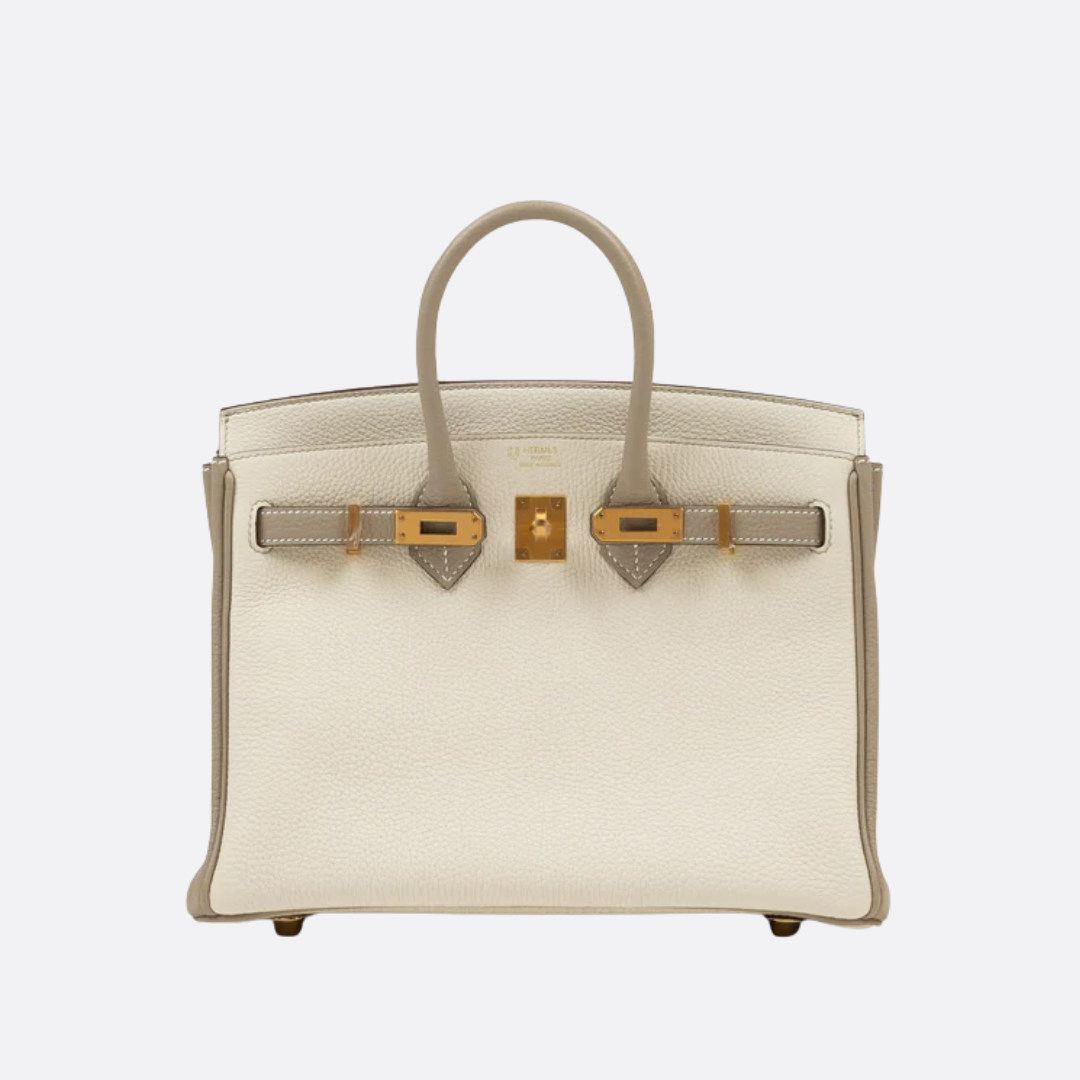 HMÈ Birkin 25 Hss Bag In Chalk / Dove Grey Togo Leather