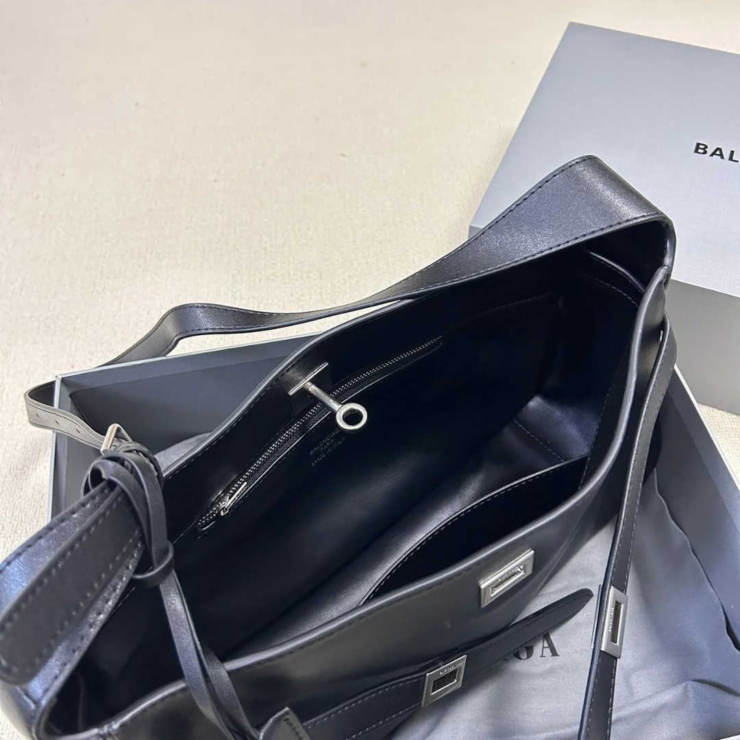 BLG Bel Air Medium Shoulder Bag In Black Calf Leather