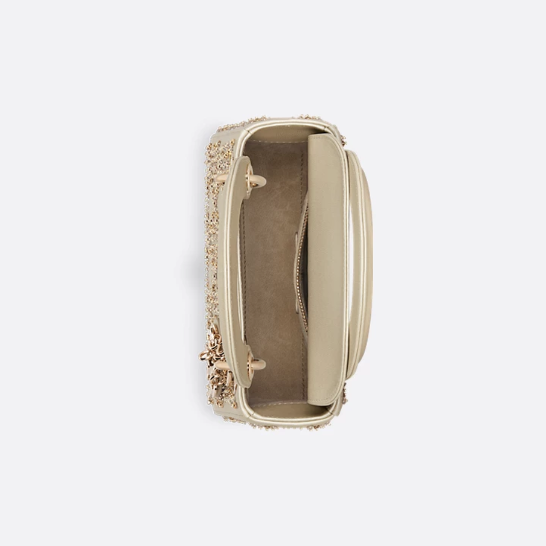 Mini Top Handle Bag in Champagne Quilted Leather with Studs, image 9