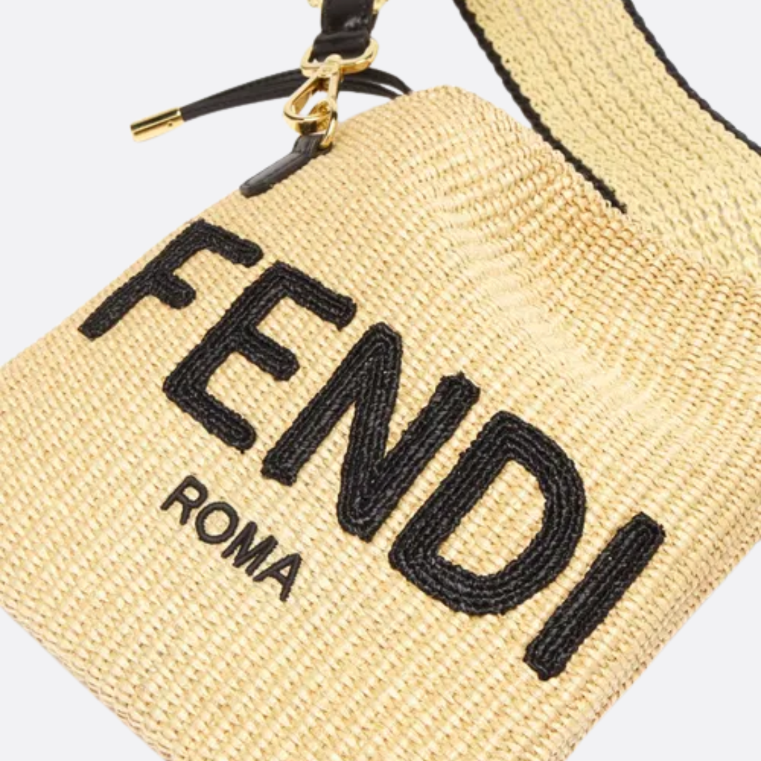Bucket Bag in Natural Woven Raffia with Drawstring Top, image 8