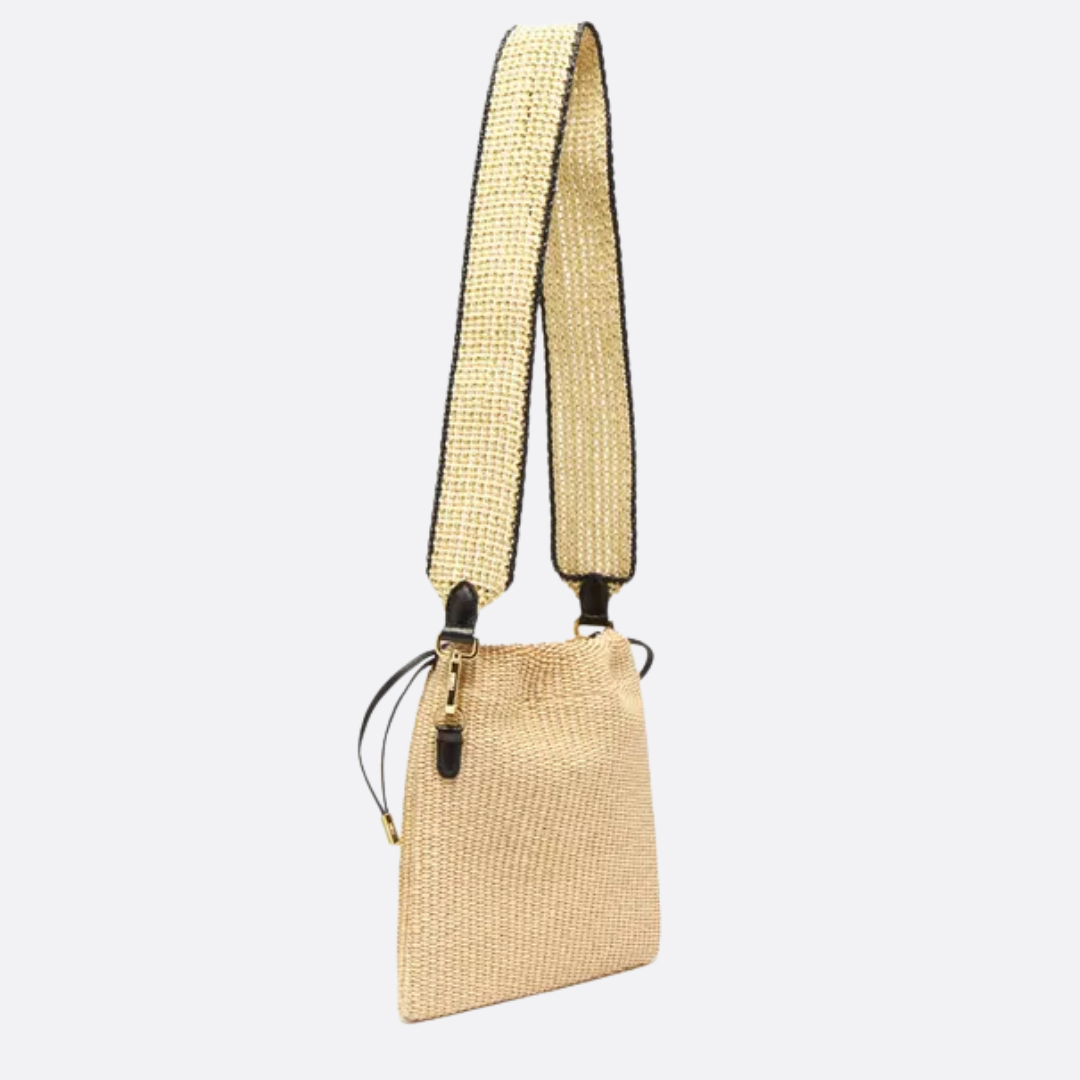 Bucket Bag in Natural Woven Raffia with Drawstring Top, image 9
