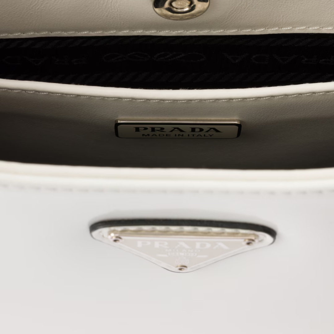 Crescent Hobo Bag in White Brushed Leather with Silver Hardware, image 5