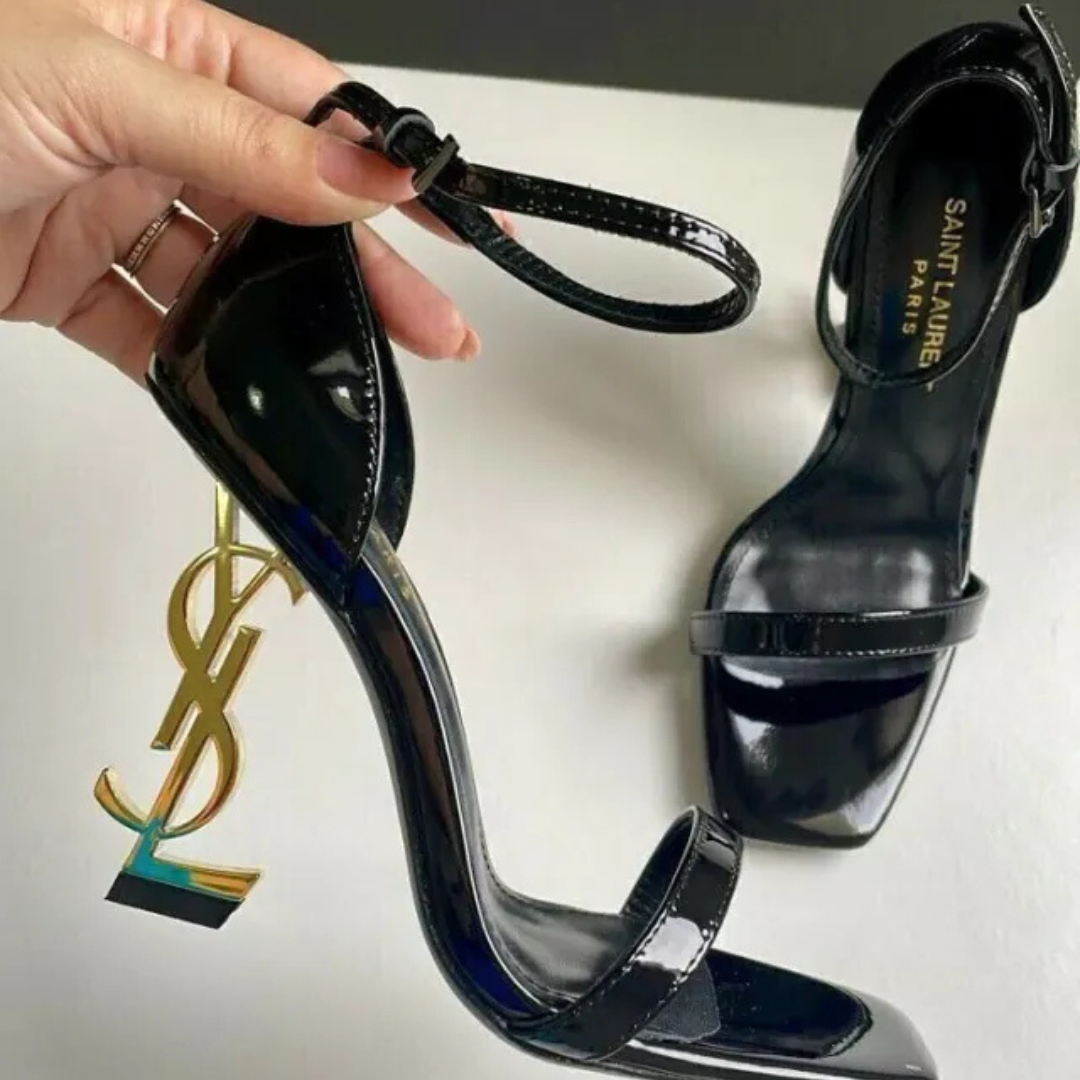 Black Quilted Chain Bag and Heeled Sandals Set, image 5