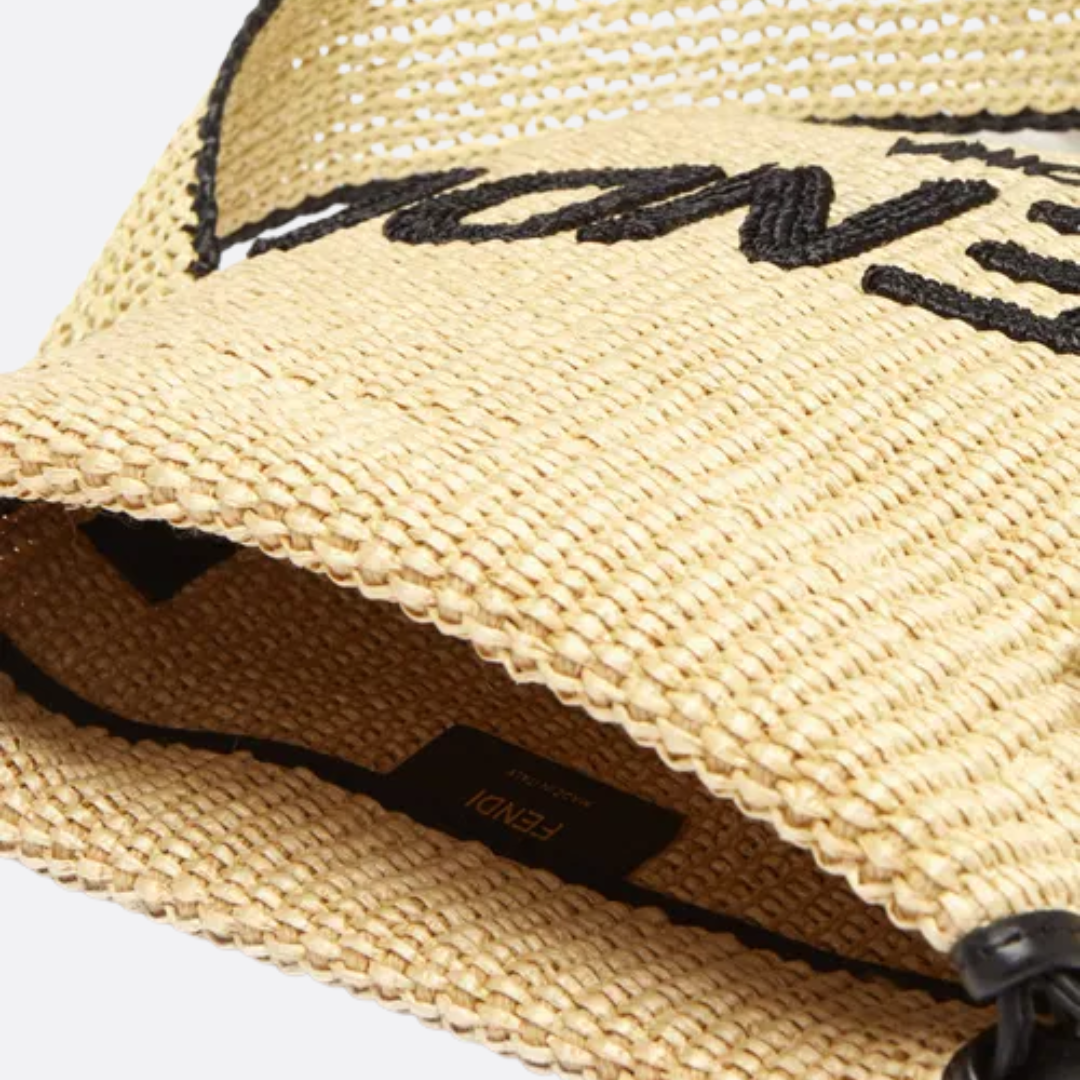 Bucket Bag in Natural Woven Raffia with Drawstring Top, image 10