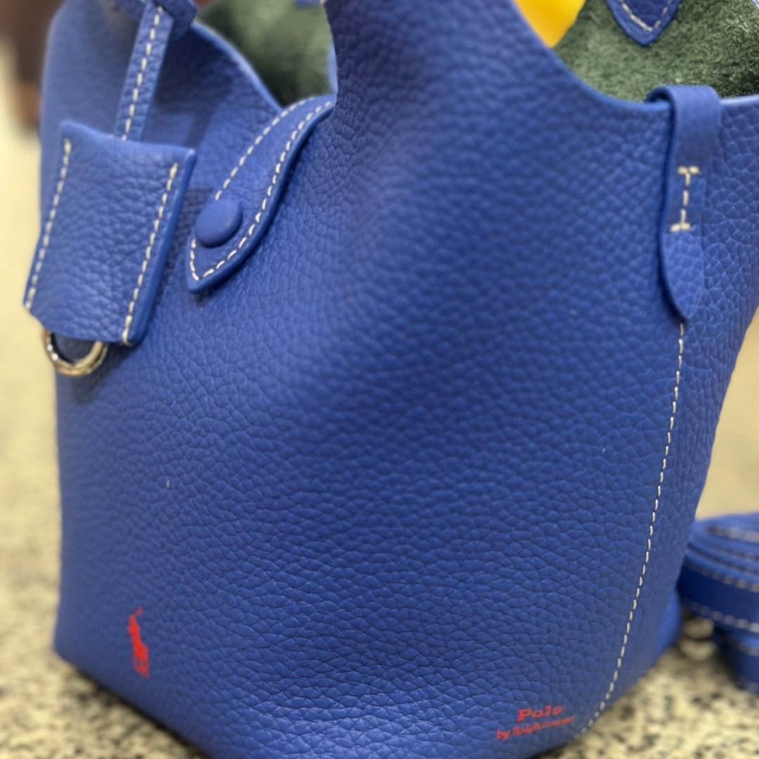 Small Bucket Tote Bag in Grained Leather with Tab Closure, image 23