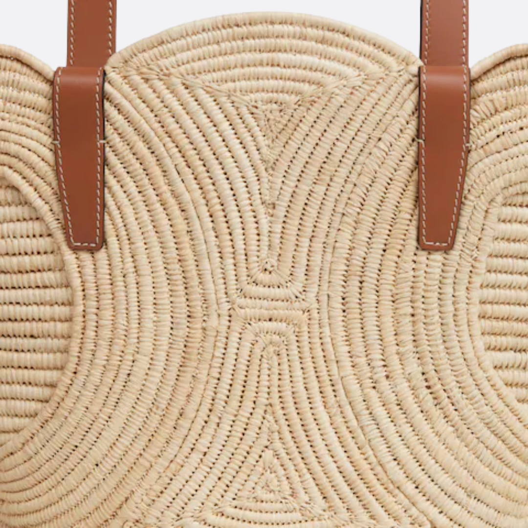 CL Classic Small Panier Handbag Made Of Raffia And Calf Leather
