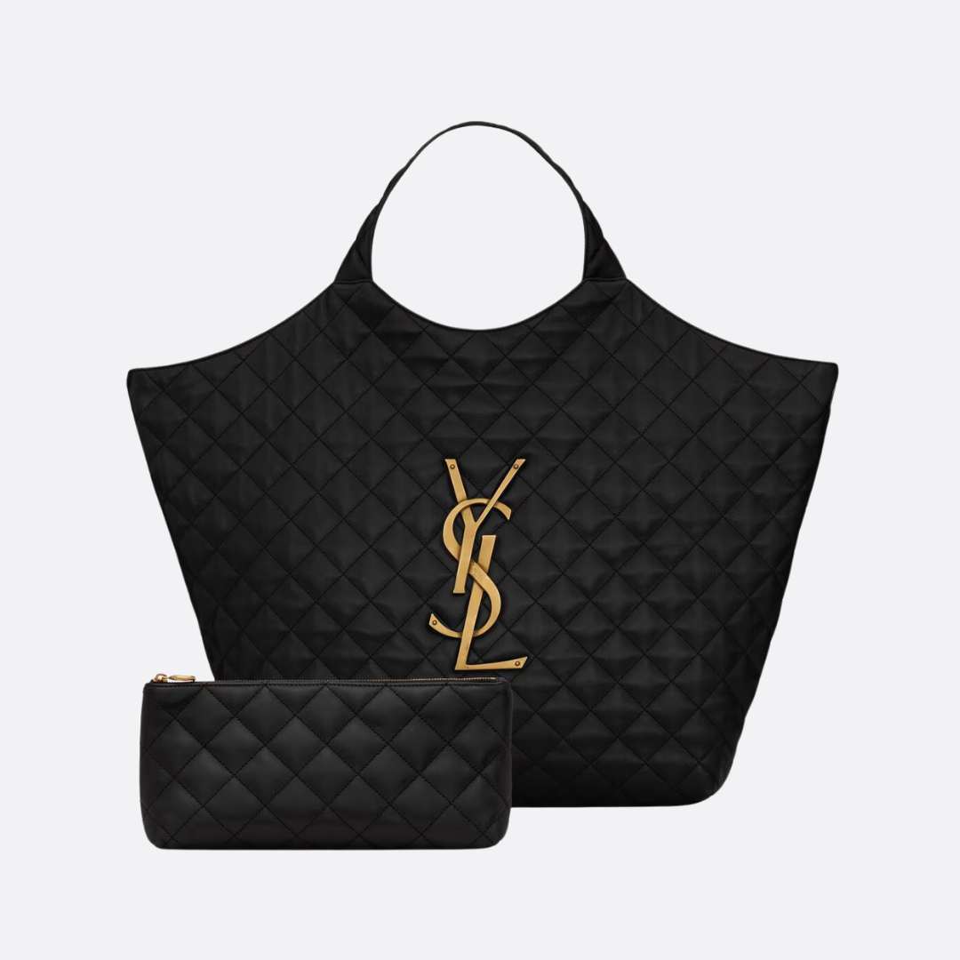 Large Tote Bag in Black Diamond Quilted Leather, image 9