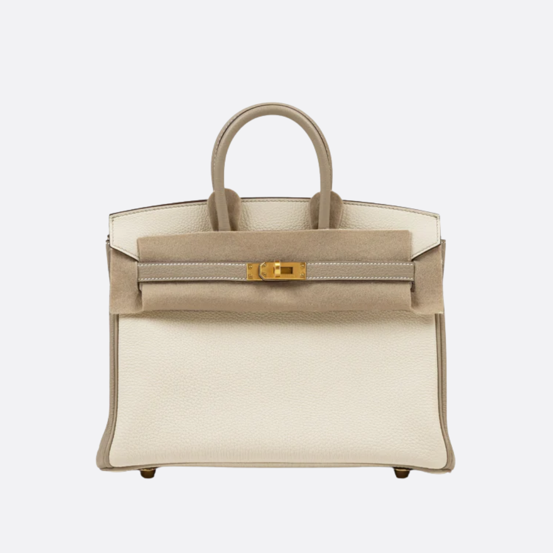 HMÈ Birkin 25 Hss Bag In Chalk / Dove Grey Togo Leather