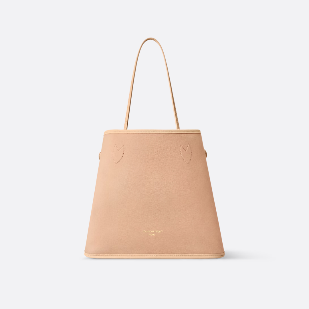 Tote Bag in Cream Printed Canvas with Tan Side Ties and Pocket, image 6