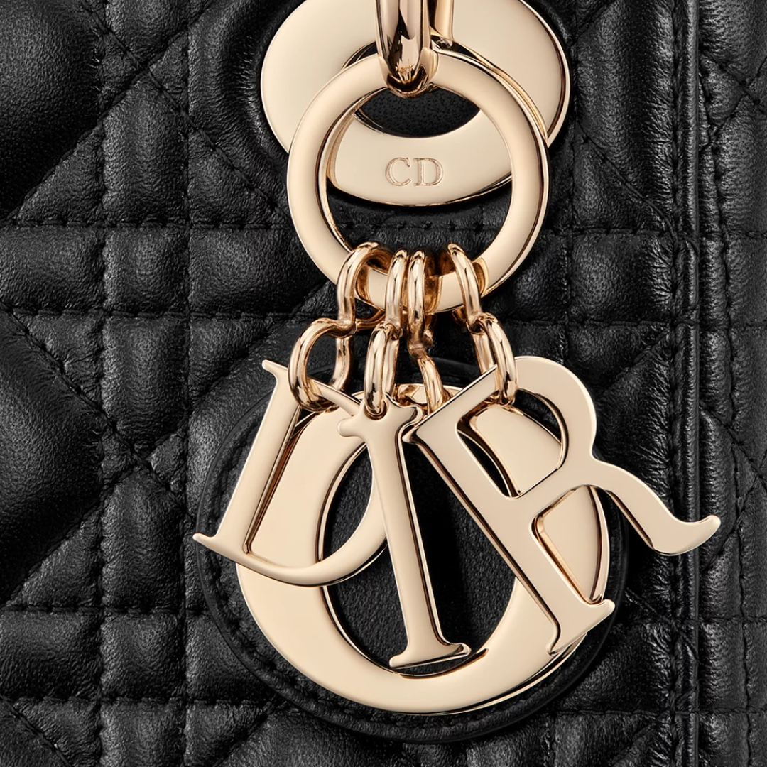 Mini Top Handle Bag in Black Quilted Lambskin with Gold Charms, image 5