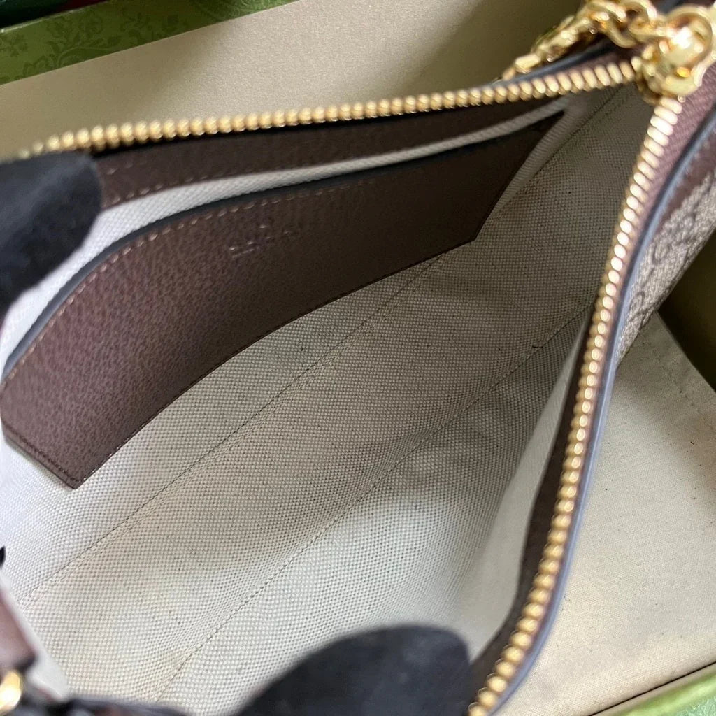 Baguette Shoulder Bag in Beige Coated Canvas with Gold Chain, image 7