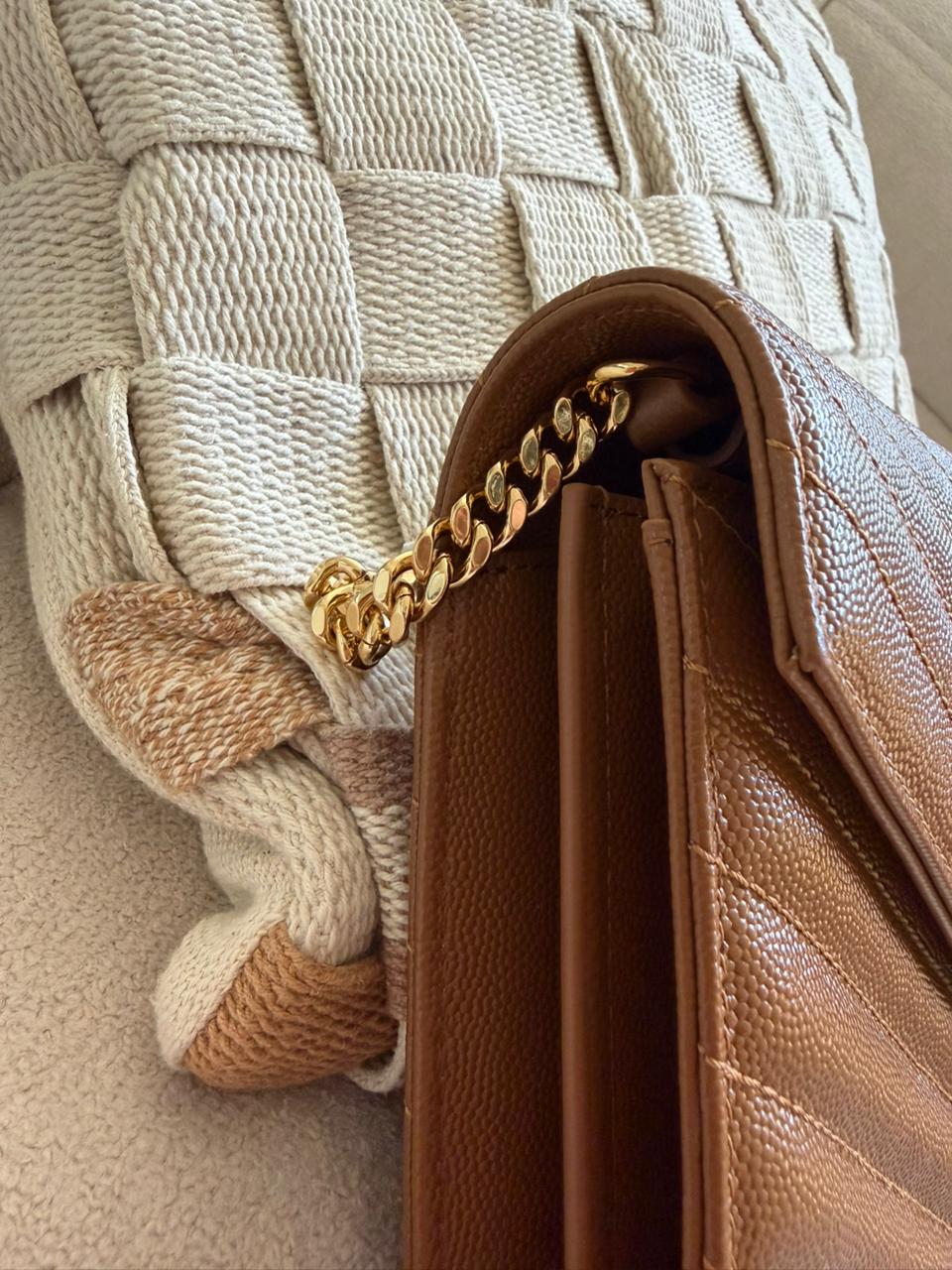 Envelope Wallet Crossbody in Tan Chevron Quilted Leather, image 7