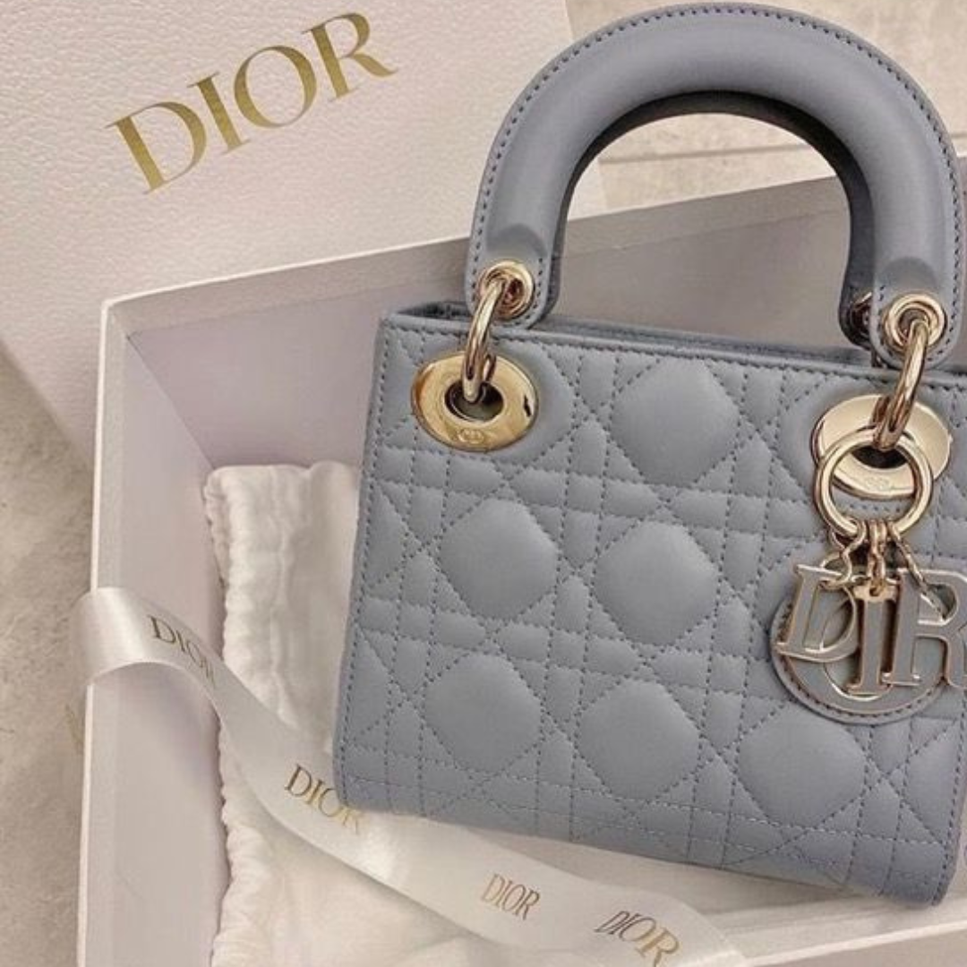 Mini Top Handle Bag in Light Blue Quilted Leather with Chain, image 5