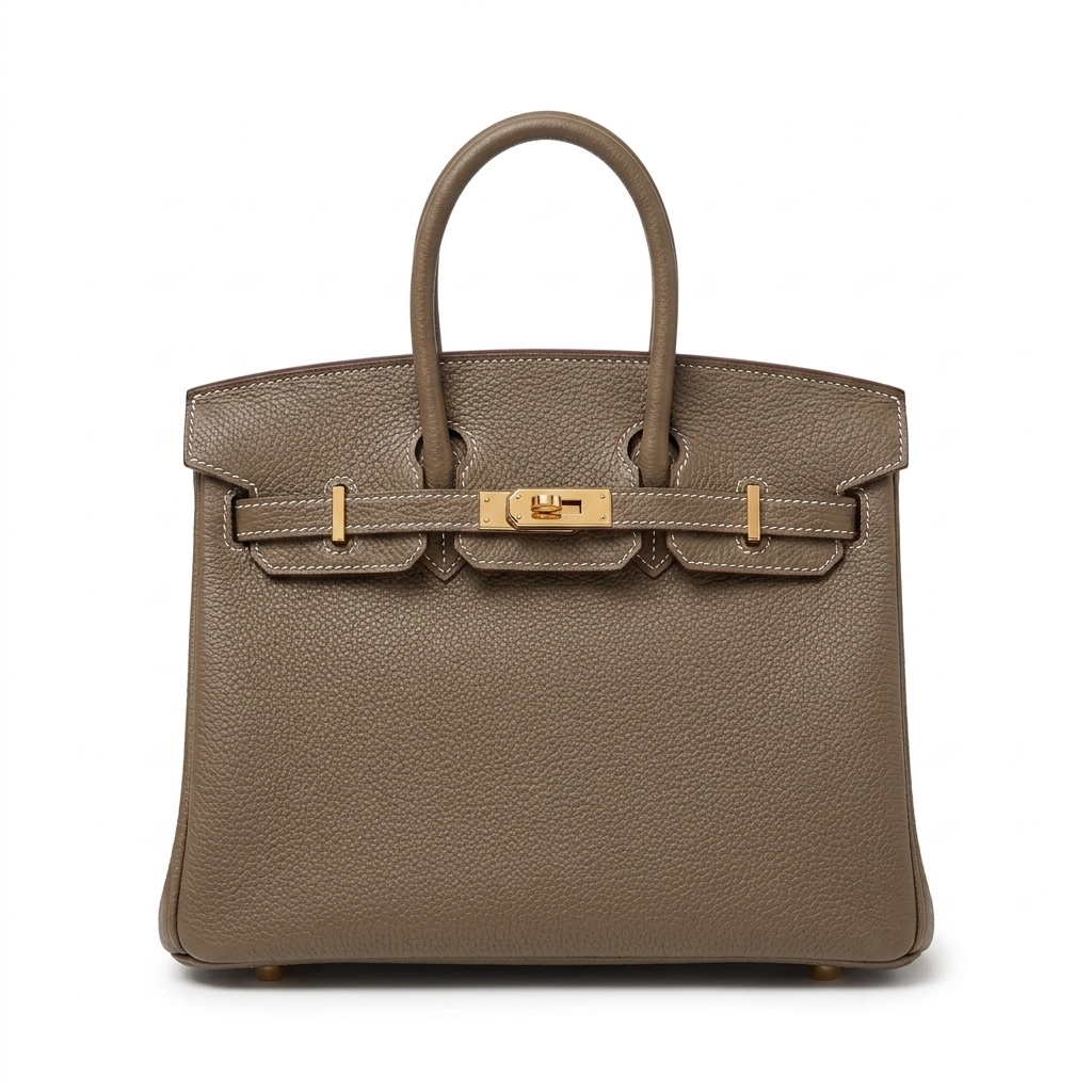 HMÈ Birkin 25 Hss Bag In Chalk / Dove Grey Togo Leather