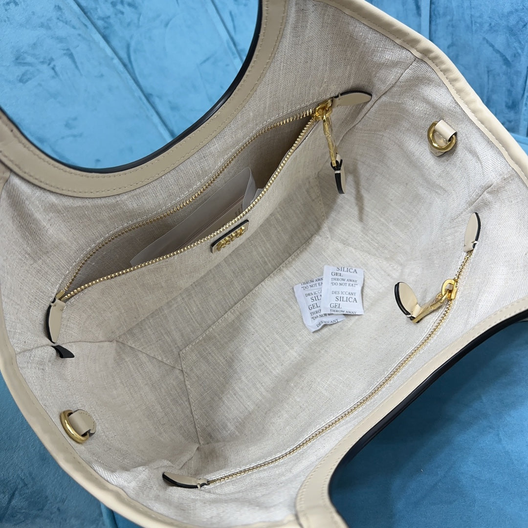 Structured Smooth Leather Tote Bag with Rounded Cut-Out Handles, image 9