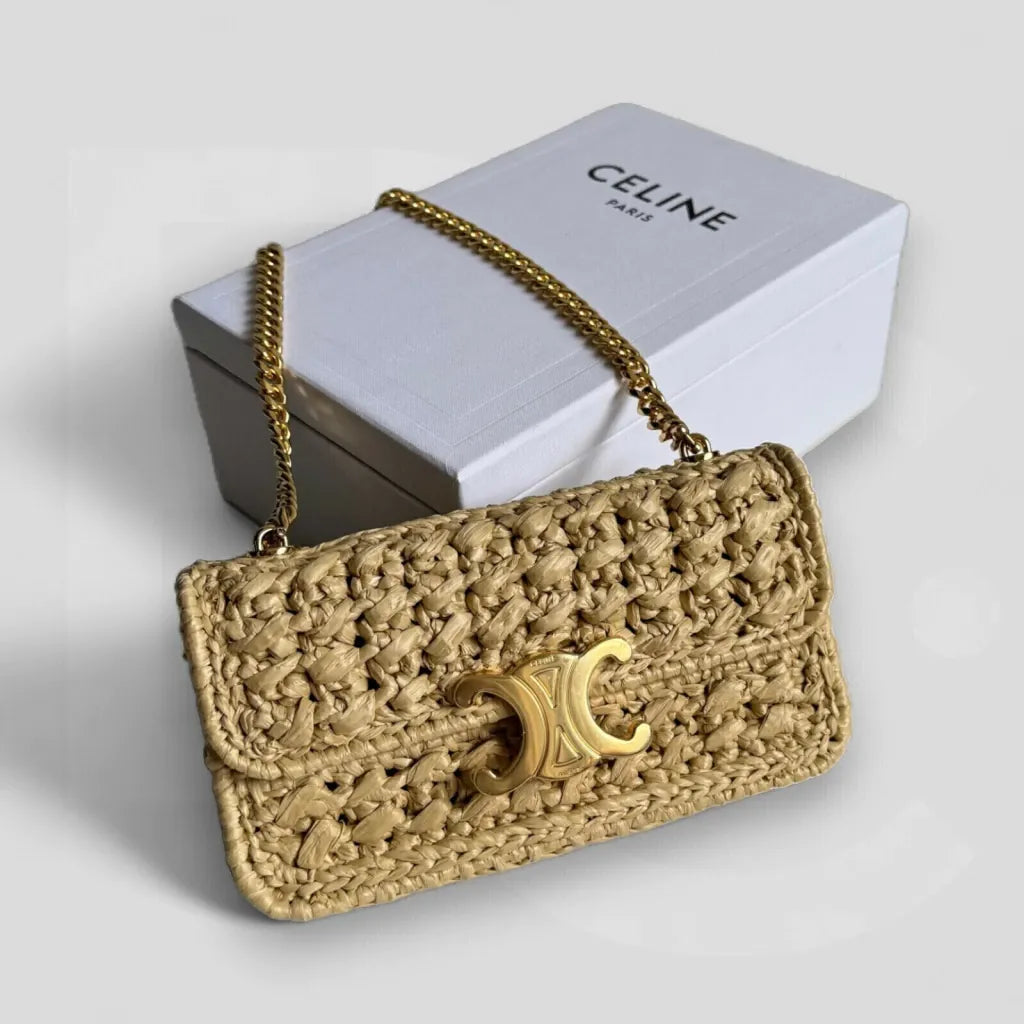 CL Claude Chain Shoulder Bag In Raffia-effect