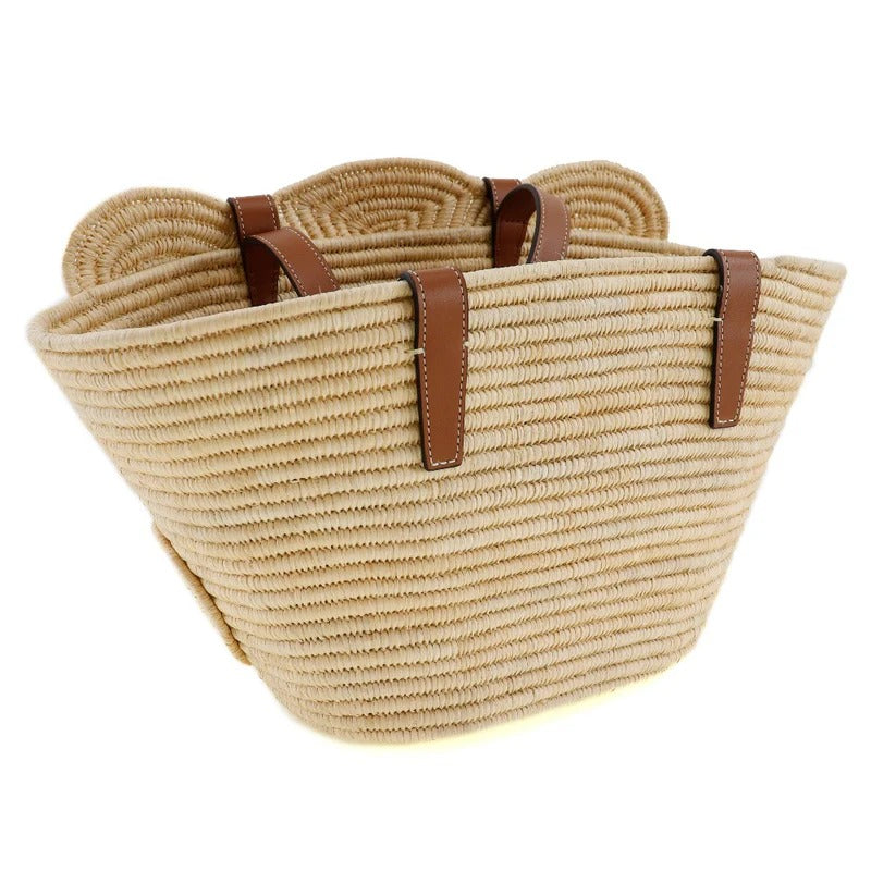 CL Classic Small Panier Handbag Made Of Raffia And Calf Leather