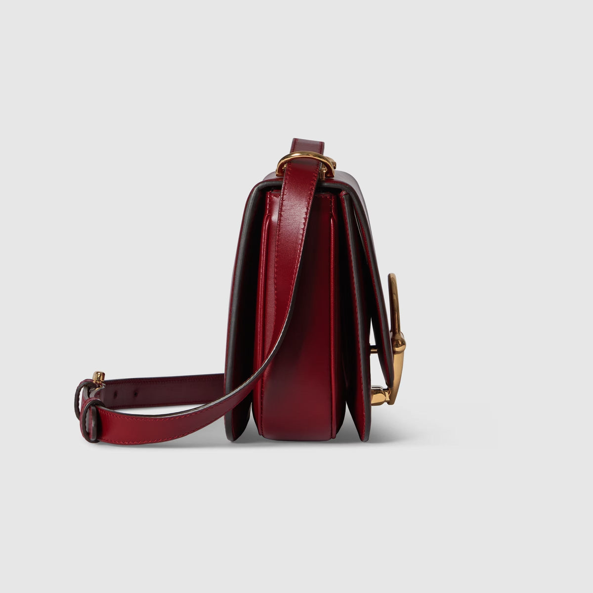 Flap Shoulder Bag in Smooth Leather with Gold Clasp, image 5