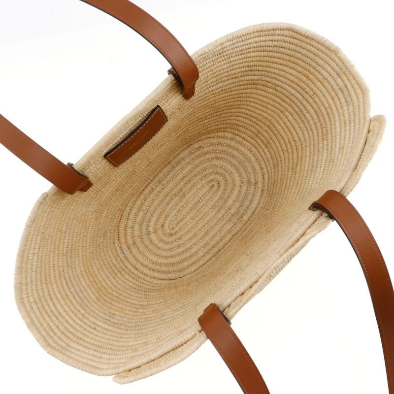 CL Classic Small Panier Handbag Made Of Raffia And Calf Leather