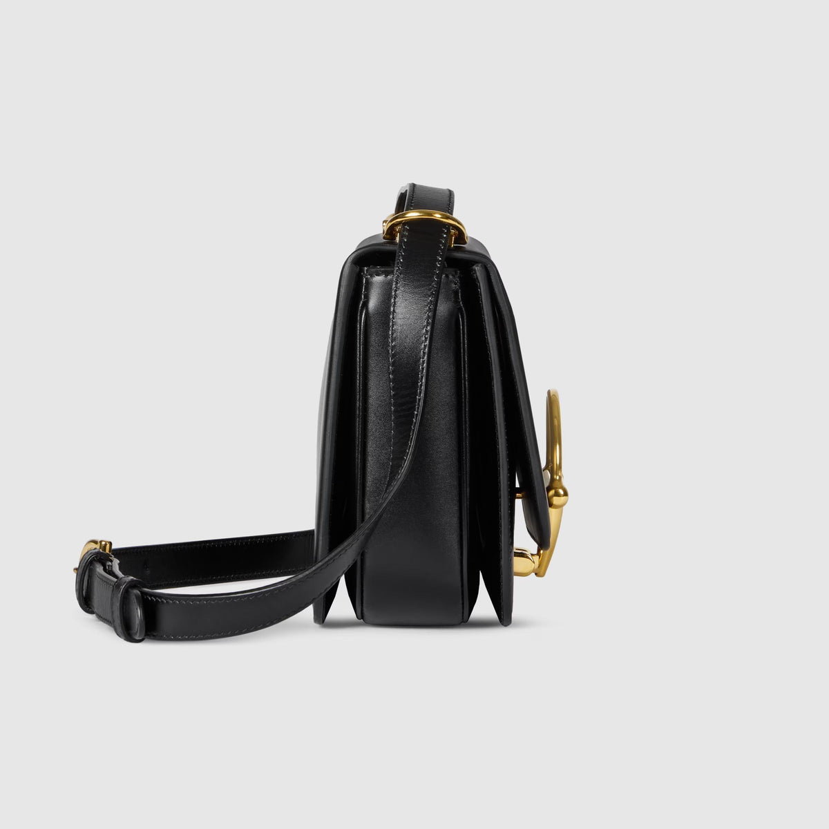 Flap Shoulder Bag in Smooth Leather with Gold Clasp, image 17