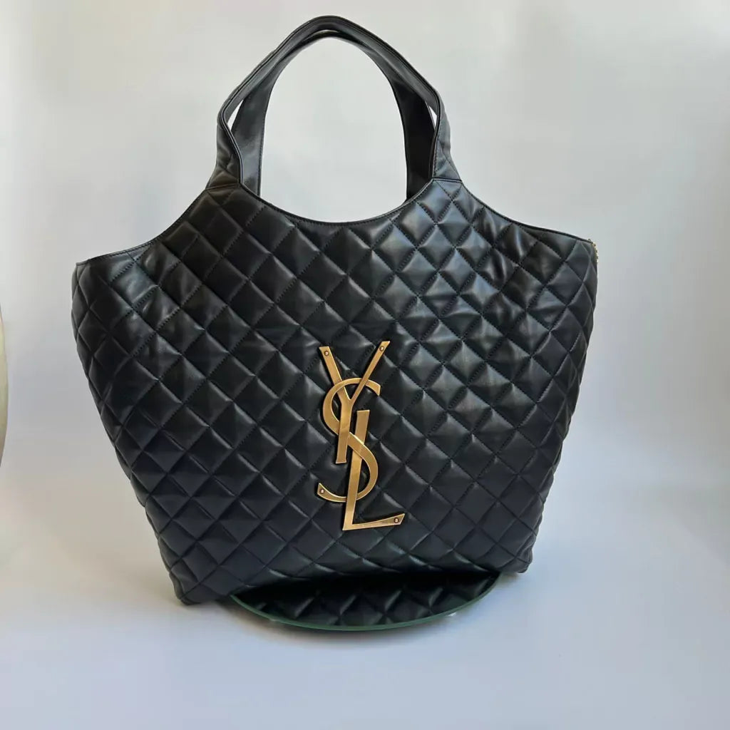 Large Tote Bag in Black Diamond Quilted Leather, image 4