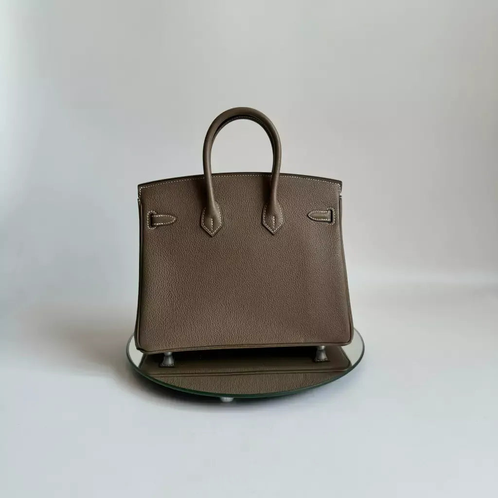 HMÈ Birkin 25 Hss Bag In Chalk / Dove Grey Togo Leather