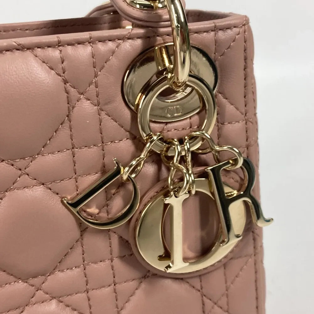 Mini Top Handle Bag in Blush Beige Quilted Leather with Charms, image 15