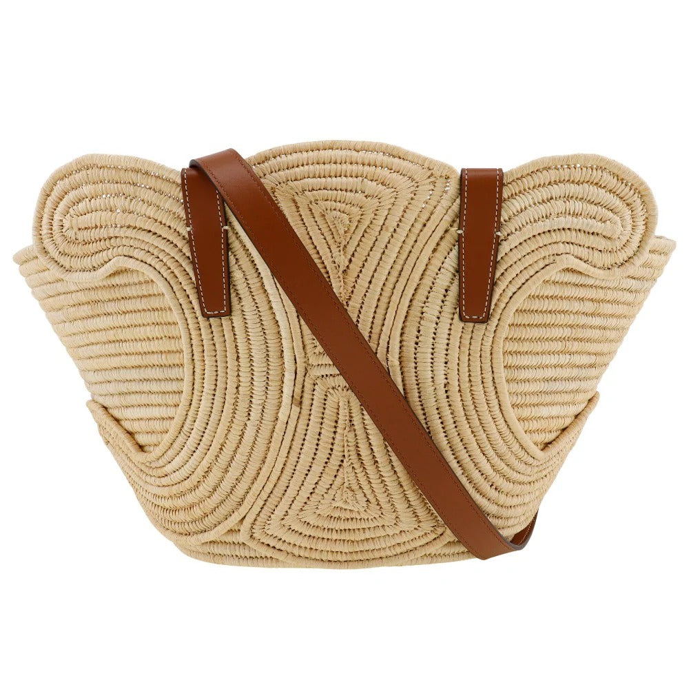 CL Classic Small Panier Handbag Made Of Raffia And Calf Leather