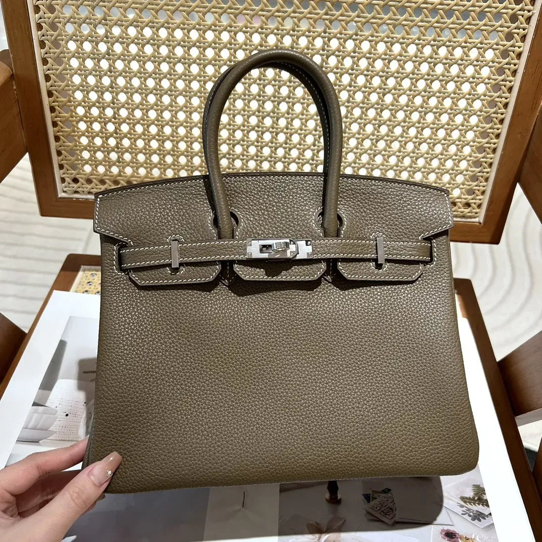HMÈ Birkin 25 Hss Bag In Chalk / Dove Grey Togo Leather